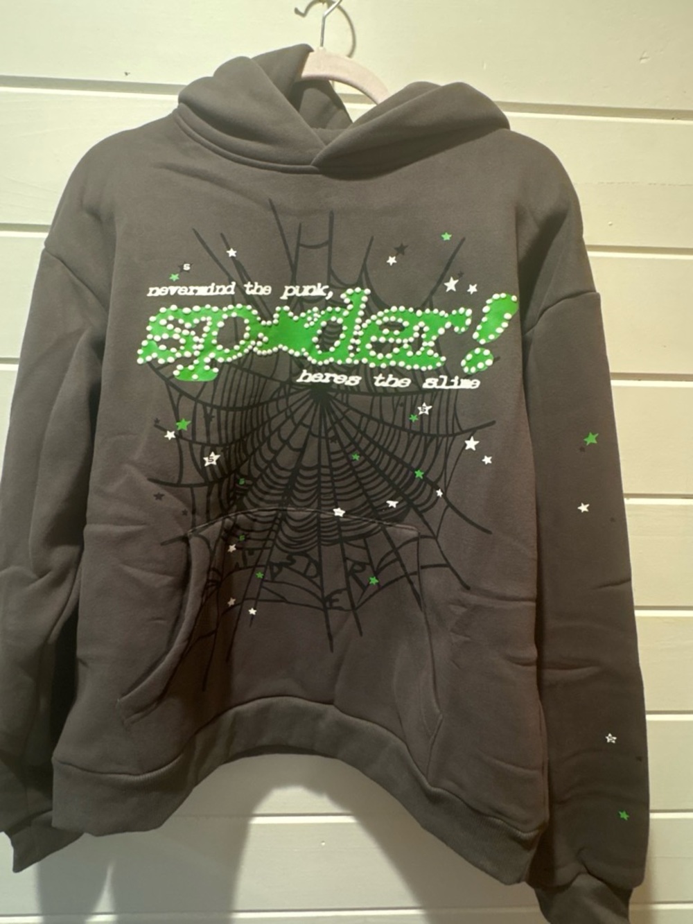 Grey and green men’s Spider hoodie